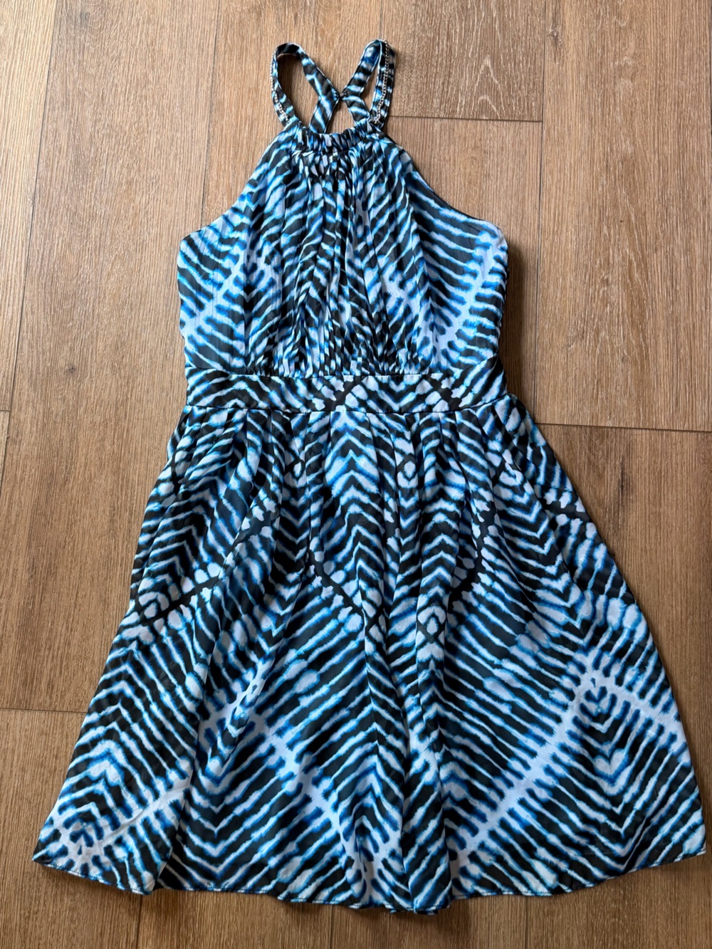 Women’s Blue and Black Patterned Dress